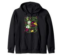 Invader Zim Riding Gir Retro Neon Doodle Mayhem Zip Hoodie