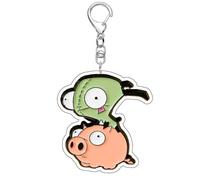 InvaderZIMS Keychain Gir Figure Cute Keyring Pendant InvaderZIMS Acryl Chain Decor InvaderZIMS Merch Collection (1)