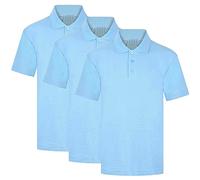 Invading 3 Pack Plain Polo Shirts - Kids Boys and Girls 100% Cotton School P.E Sports Gym Short Sleeve Outdoor T-Shirts, for Age Sizes 2-15 Years & S-XL Blue