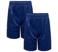 Invading Pack of 2 Unisex Kids Gym Sports Games Football Shorts School Boys Girls Running Active Fitness Wear Shadow Stripe PE Shorts Unifrom Navy