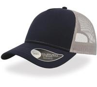 Invading Unisex Navy/Grey Baseball Cap - Rapper Cotton Style 5 Panel Trucker Hat - Adjustable Snapped Closure Sport Curved Visor Two Shade Hat