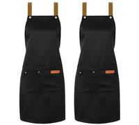 Invalidism 2 Pack Kitchen Apron for Women - Unisex Adjustable Cooking Apron with Pockets, Canvas Waterproof Apron Chef Bakers Apron for Home Kitchen, Restaurant, Coffee House(Waist)