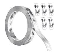 Invalidism Hose Clamp, 2m/6.5ft Adjustable Jubilee Clips Assorted with 5pcs Fasteners Pipe Clamp Stainless Steel, Large Clamps Worm for Automotive, Intercooler Tube Exhaust Ducting Fuel Line