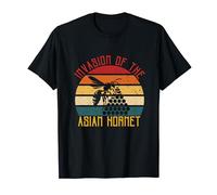 Invasion Of The Asian Hornet Beehive Bees Vintage Sunset T-Shirt