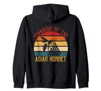 Invasion Of The Asian Hornet Beehive Bees Vintage Sunset Zip Hoodie