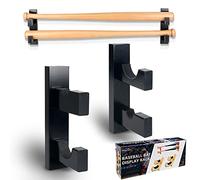 Invech 2 Baseball Bat Holder, Wall Mount Display Case,Sturdy Wood Horizontal Rack & Bracket for softball bat or Lightsaber, Bat Souvenir Stand with Screws& Anchors