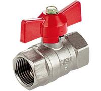 Invena 1 Inch Water Valve Female X Female Red Butterfly Handle Nickel Plated Brass