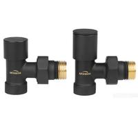 Invena Angled Manual Set Black Finished Heater 1/2" Inch Bsp Radiator Connection