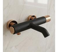 Invena Black/rose Gold Brass Bath Mixer Tap Bathroom Basin Faucet Engraved Handle