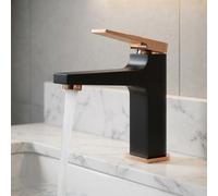 Invena Black/rose Gold Brass Bathroom Basin Faucet Mixer Tap + Click-Clack Plug