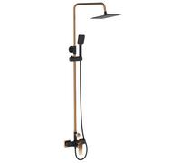 Invena Black/rose Gold Brass Bathroom Shower Column Set Handshower Square Rainfall