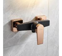 Invena Black/rose Gold Brass Bathroom Shower Faucet Single Lever Wall Mounted Mixer Tap