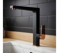 Invena Black/rose Gold Brass Kitchen Sink Faucet Tall Elegant Mixer Tap