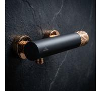 Invena Black/rose Gold Brass Shower Mixer Tap Bathroom Basin Faucet Engraved Handle