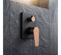 Invena Black/rose Gold Brass Wall Concealed Shower Mixer Simple Tap Single Lever With Handshower/rainfall Button