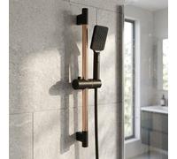 Invena Black/rose Gold Shower Bar Head Riser Rail Bathroom Handshower Column Set