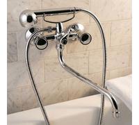 Invena Chrome Round Tap Head Bath Filler Shower Mixer Wall Mounted 's' Type 30Cm Spout