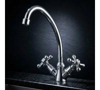 Invena Cross Head Kitchen Sink Faucet Mono Tap Deck Mounted Two Handles
