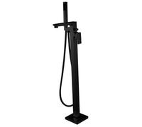 Invena Freestanding Black Bath Tap Rectangle Shaped Bathtub Tall Faucet Shower Mixer