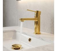 Invena Gold Brass Bathroom Basin Tap Sink Faucet Single Lever Standing Mixer