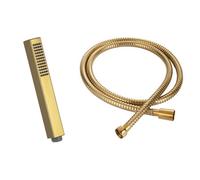 Invena Gold Finishing Rectangle Shaped Shower Head + 150Cm Hose Bathroom Replacement