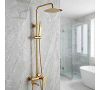 Invena Gold Finishing Shower Set Rainfall Bathroom Mixer Tap Wall Column Handshower