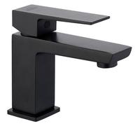 Invena Rectangle Shaped Basin Faucet Bathroom Black Brass Ceramic Mixer Deck Mounted