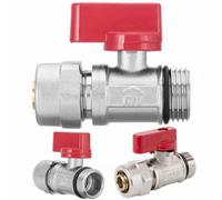Invena Red Handle Hot Water Pex 16mm X 1/2" Male Bsp Shut-Off Valve Compression Pipe