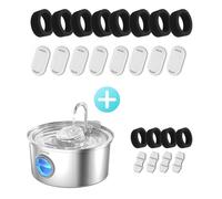 Invengo 3.2L Stainless Steel Cat Water Fountain + 16-Pack Replacement Filters & Sponges, PP Cotton & Coconut Shell Activated Carbon, Splash-Proof Pet Water Dispenser