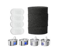 Invengo 8-Pack Cat Water Fountain Filters 4 Filters + 4 Sponges, Replacement Filters for Pet Water Fountain, PP Cotton and Coconut Shell Activated Carbon for Cat Fountain Water Dispenser