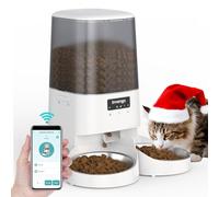 Invengo Automatic Cat Feeder with App Control, 5L Food Dispenser for 2 Cats, 2.4/5G WiFi, Dual Power, Programmable Portions, Anti-Jam & Fresh-Lock, Stainless Steel Bowls, Easy to Clean