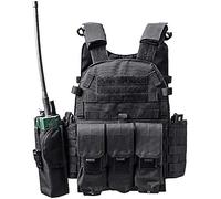 Invenko Trainning Tactical Airsoft Paintball Combat Swat Assault Army Shooting Hunting Outdoor Molle Police Vest, Hblack, XL/4XL