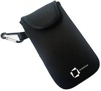 InventCase Neoprene Impact Resistant Protective Pouch Case Cover Bag with Fastening Closure Tab and Aluminium Carabiner for BlackBerry Curve 9320 - Black
