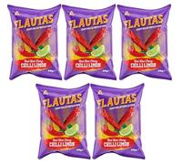 Inventure Flautas Red Hot Fiery Chilli Limon 28g x 5 - (Fiery Red Hot Chilli and Lime Flavoured Rolled Tortilla Corn Snacks) - Similar to Takis