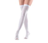invera Thigh High Compression Stockings, Unisex Ted Hose Socks, 15-20 mmHg Moderate Level, White, Medium