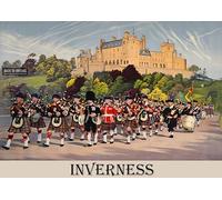 Inverness Vintage British Travel Poster - A4 Wall Art, Inspirational World Map, Vintage City, Retro Poster, Home Decor for Living Room, Office, Gift Idea for Travel Lovers