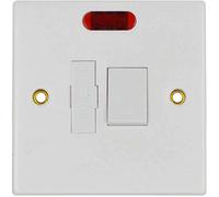Invero 1 Gang Spur Wall Switch 13 Amp Fused Connection Unit Switched - Standard Square White with Red Neon Indicator
