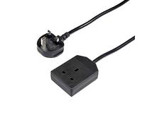 Invero 1 Way Gang Single Socket Power Mains Extension Lead Cable 0.5M Metre British Approved 13A Amps - Black