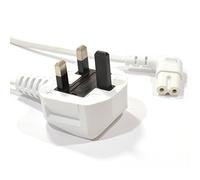 Invero® 1M Right Angled Figure 8 Mains Power Charger Cable UK 3 Pin Cord IEC C7 Lead - 1 Metre White