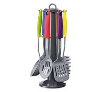 Invero 7 Piece Nylon Coloured Kitchen Tools Utensil Set Complete with Turning Platform