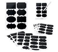 Invero 80 Piece Various Shaped Chalkboard Labels with 2X Chalk Pen - Reusable Label Stickers for Decoration and Organizing Jars, Kitchen Pantry, Bottles, Parties and More