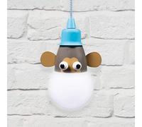 Invero Extra Large Kids Portable LED Monkey Bulb on A Rope Hanging Pull Cord Lamp Light - Battery Operated White LED Light