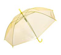 Invero Large See-Through Dome Shaped Stick Umbrella - Anti-UV Protection, Waterproof, Windproof & Lightweight Travel Walking Brolly for all Women, Men and Children - Yellow