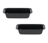Invero Set of 2 Premium Oven Loaf Baking Bakeware Dish Pan Tins - Carbon Steel, Non-Stick & Dishwasher Safe - Ideal for Brownies, Cakes, Bread Loaves, Lasagnes and more - (25 x 13 x 6cm)