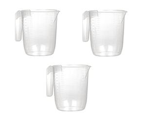 Invero Set of 3 Large 2L Measuring Jugs 2 Litre per Jug with Handle - Ideal Non-Toxic BPA-Free Measuring Scales for Kitchen Food Baking Preparation, Water or Gravy