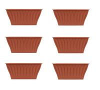 Invero Set of 6 Rectangular Terracotta Planter - Growing Box for Vegetables, Herbs, Flowers or Plants for Indoor Outdoor Garden Window, Patio, Bedding Displays - 32cm