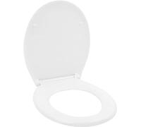 Invero Soft Close Quick Release Toilet Seat - Replacement Oval Cover Lid Seat White Gloss Finish with Stainless Steel Hinges - Easy Installation - Fits Most Standard Sized Toilets (45cm x 37cm)