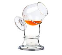Invero Traditional Brandy and Cognac Snifter Warmer Glass Set - Includes Premium Drinking Glass, Metal Chrome Holder Stand and a Tea Light Candle