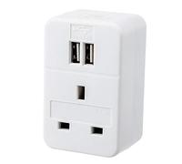 Invero UK to EU European Travel Adaptor 1 Way with 2x USB Charging Ports Ideal for Smartphones, Tablets, Cameras and more