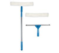 Invero Window Glass Cleaning Kit - Microfibre Washer Pads, Rubber Squeegee, Pole with Extendable Handle - Ideal for all Windows, Shower Screens, Patio Doors, Offices and more - Extends to 40-Inch